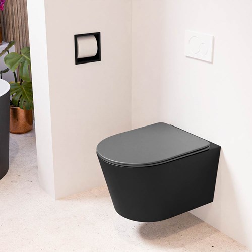 LAVIE hangend toilet single fire rimless diepspoel Urban. Toiletzitting met quick-release & softclose Dark Grey.