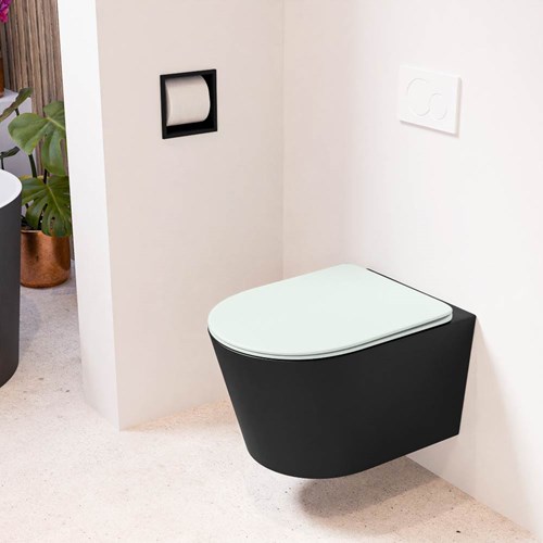 LAVIE hangend toilet single fire rimless diepspoel Urban. Toiletzitting met quick-release & softclose Greey.