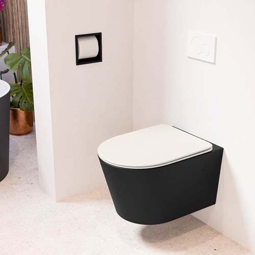 LAVIE hangend toilet single fire rimless diepspoel Urban. Toiletzitting met quick-release & softclose Linen.