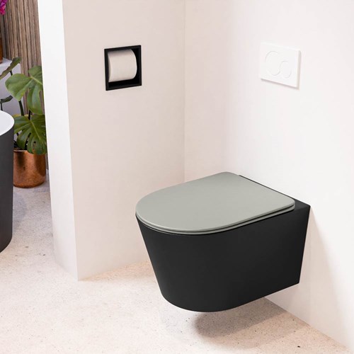 LAVIE hangend toilet single fire rimless diepspoel Urban. Toiletzitting met quick-release & softclose Smoke.