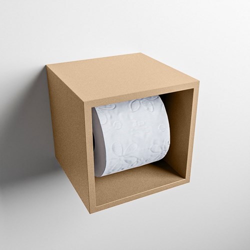 Easy Toiletrolhouder CUBE 160 solid surface 16x16cm kleur Oro. Geschikt voor op en inbouw.