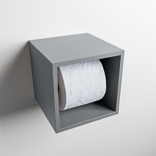 Easy Toiletrolhouder CUBE 160 solid surface 16x16cm kleur Plata. Geschikt voor op en inbouw.