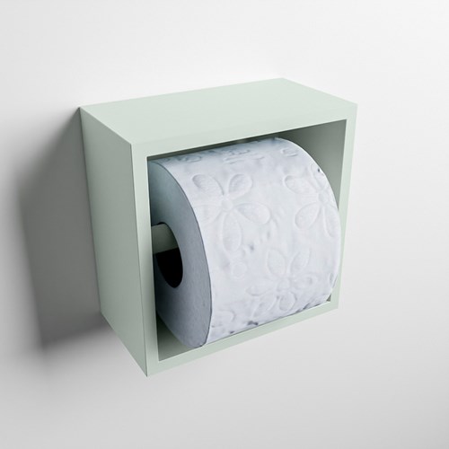 Easy Toiletrolhouder CUBE 160 solid surface 16x8,6cm kleur Greey. Geschikt voor op en inbouw.