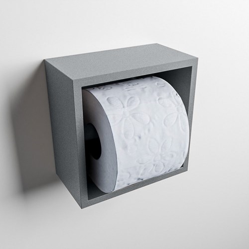 Easy Toiletrolhouder CUBE 160 solid surface 16x8,6cm kleur Plata. Geschikt voor op en inbouw.