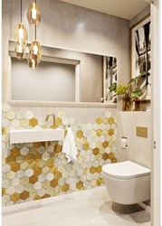 TYNE 60cm cloakroom wall-hung basin solid surface Talc. Sink position Right 1 tab hole.