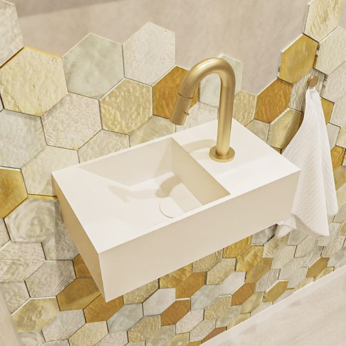TYNE 40cm cloakroom wall-hung basin solid surface Talc. Sink position Left 1 tab hole.-2