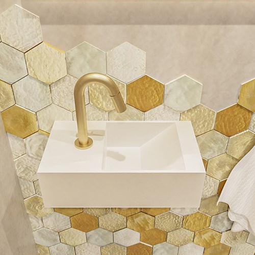 TYNE 40cm fontein solid surface kleur Talc. Positie wastafel rechts met kraangat-3