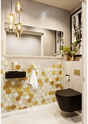 TYNE 40cm cloakroom wall-hung basin solid surface Urban. Sink position Left without tab hole.