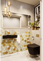 TYNE 60cm cloakroom wall-hung basin solid surface Urban. Sink position Left 1 tab hole.