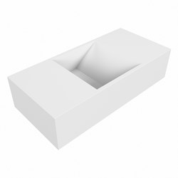 TYNE 50cm fontein solid surface kleur Talc. Positie wastafel links.
