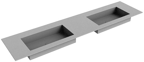 ZINK Plata solid surface inbouw wastafel 191cm. Positie wasbak Dubbel. 
