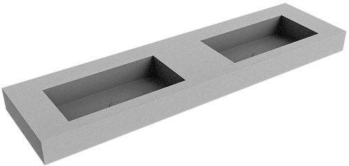 ZINK Plata vrijhangende wastafel 171cm. Positie wasbak Dubbel rand 12cm. 