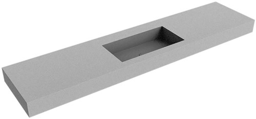 ZINK Plata vrijhangende wastafel 201cm. Positie wasbak Midden rand 12cm. 