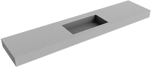 ZINK Plata vrijhangende wastafel 211cm. Positie wasbak Midden rand 12cm. 