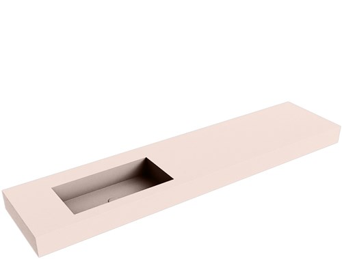 ZINK Rosee vrijhangende wastafel 200cm. Positie wasbak Links rand 12cm. 