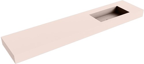 ZINK Rosee vrijhangende wastafel 210cm. Positie wasbak Rechts rand 12cm. 