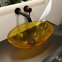 ZOI Vasque à poser transparent 50cm couleur Gold.-2